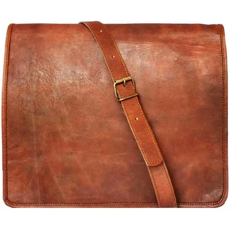 15 leather messenger bag laptop case office briefcase gift for men computer distressed shoulder bag