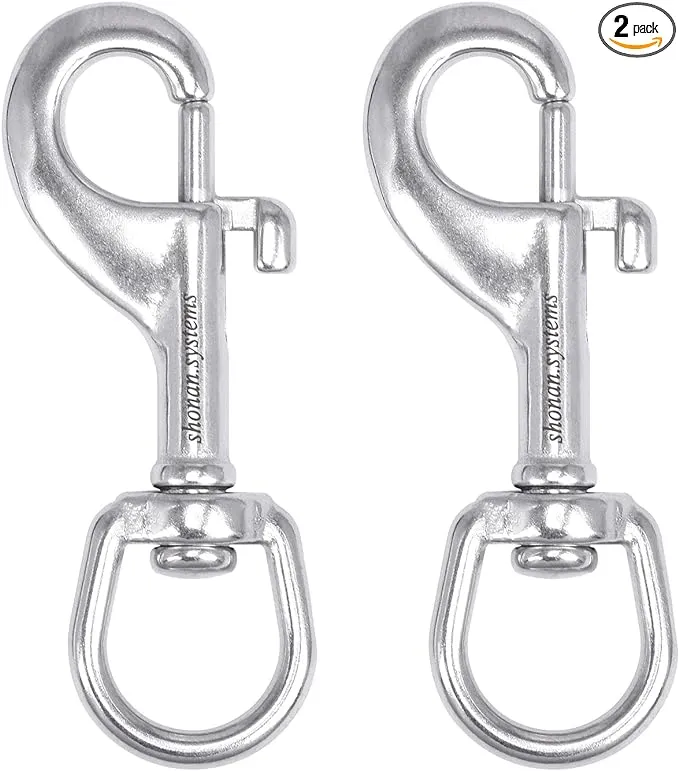 3.5" Single Ended Trigger Snap Hooks, Marine Grade Stainless Steel 316, 2 Pcs