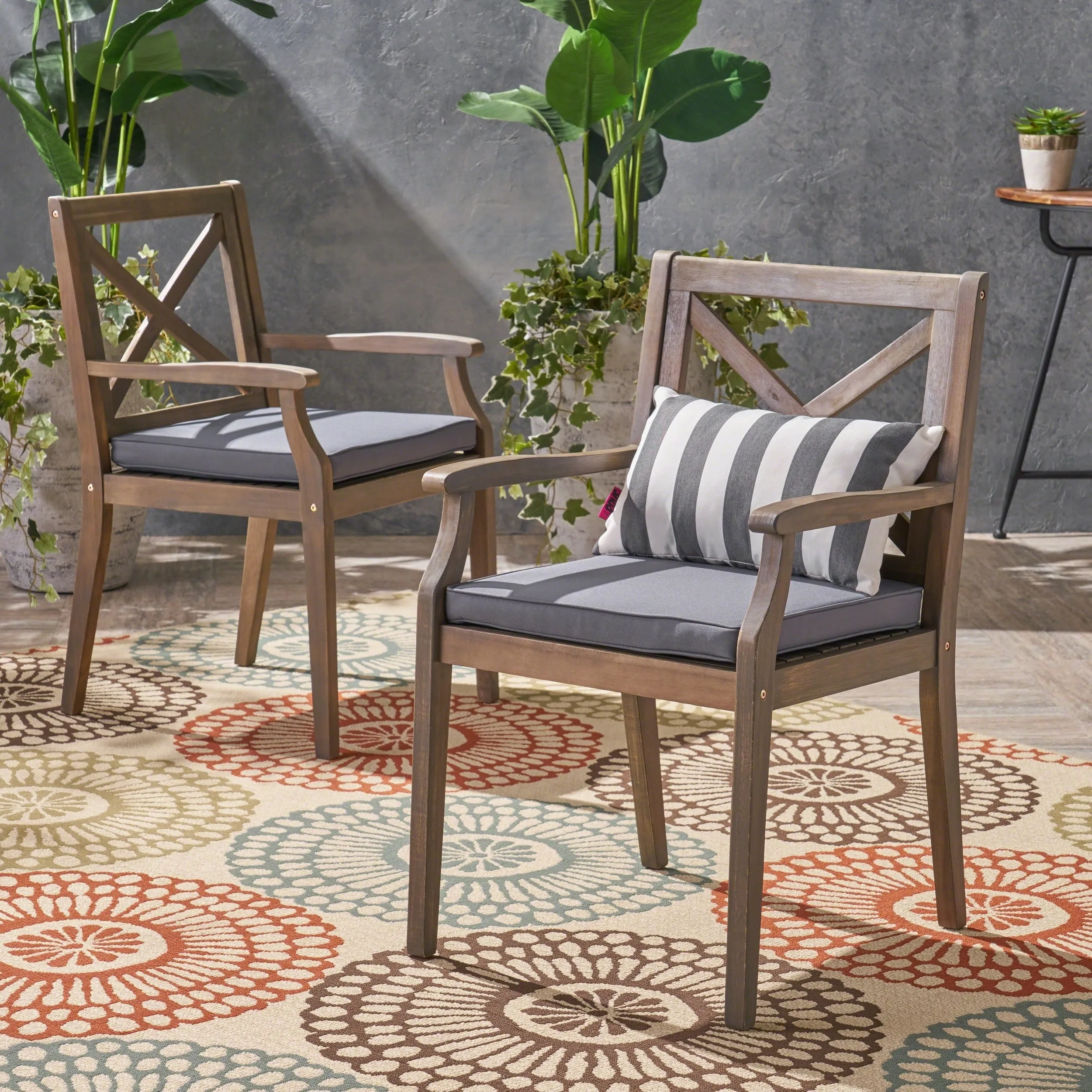 Perla Outdoor Acacia Wood Dining Chair (Set of 2) by Christopher Knight Home