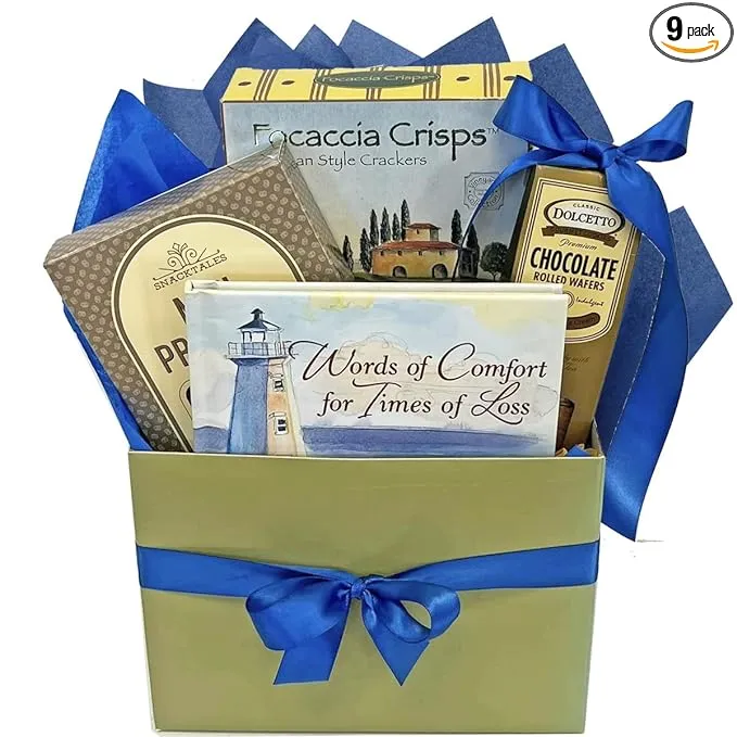 Sympathy Gift Basket for Loss with Words of Comfort Book and Snacks a Bereavement Gift for Men, Women, Clients, Co-Workers, Family and Friends