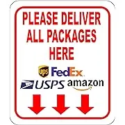 Please Deliver All Packages Here Arrows Delivery Sign for Delivery Driver - Delivery Instructions for My Packages from Amazon, FedEx, USPS, UPS, Indoor Outdoor Signs for Home, Office, Work, 8.5"x10"