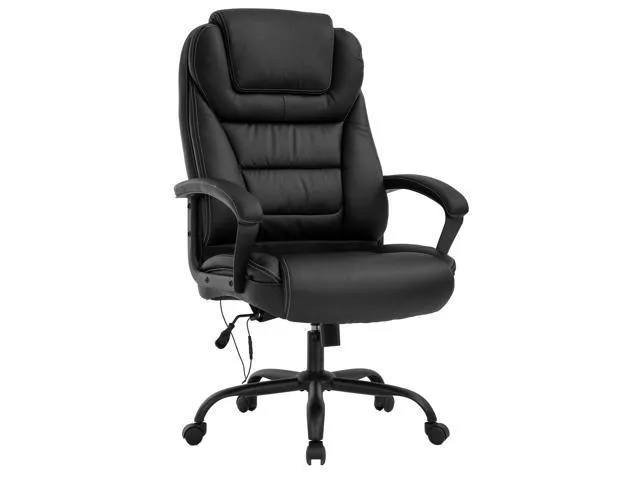 Big and Tall Office Chair 500lbs Wide Seat Ergonomic Desk Chair with Lumbar Support Arms High Back PU Leather Executive Task Computer Chair for Heavy People Women,Black