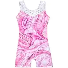 Gymnastics Leotards Girls Gyms Athletic Leotard Sleeveless Ballet Dance Wear, Pink 5-6Y