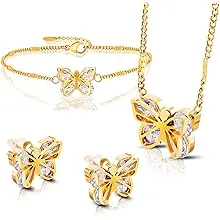 GUQILA Jewelry Sets for Women, 18K Gold Necklace Bracelet Earrings Sets ...