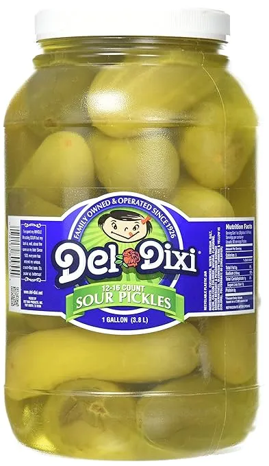 Del-Dixi Sour Pickles 1 Gal 12-16 Pickles per Jar