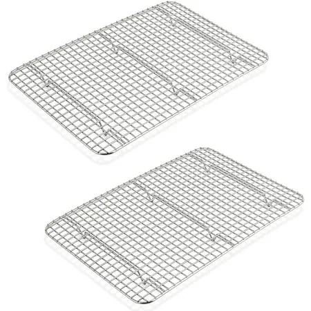 Baking Cooling Racks Set of 2 15.3 Inch Stainless Steel Wire Rack Cooking Rack for Roasting Meat Chicken Grid Spacing for Even Bake Oven & Dishwasher Safe Heavy Duty