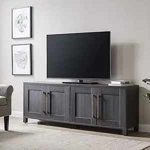 Evelyn&Zoe Chabot Rectangular TV Stand for TV's up to 75", Charcoal Gray