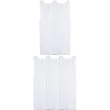 Fruit of the Loom Boys&#039; 5 White Sleeveless Tanks A-Shirts Large (14-16) 