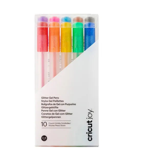 Cricut Joy Sparkle Gel Pens (Set of 10), for Use with Cricut Joy Cutting Machine, Add Glitter to Your Cards, Paper, Decor, and More (Medium Point, 0.8mm, Rainbow)