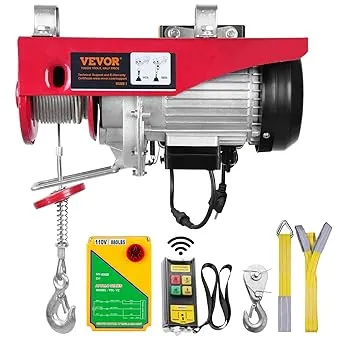 VEVOR 880lbs Electric Hoist with Wireless Remote Control, 110v Electric Hoist with Remote Control, 40ft/20ft Lifting Height & Pure Copper Motor, for Garage Warehouse Factory