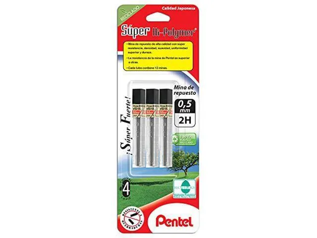 Pentel Super Hi-Polymer Lead Refill, (0.5mm), Fine, 2B, 144 Pieces of Lead (C505-2B)