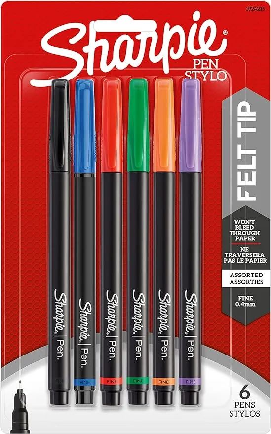 SHARPIE Pen, Fine Point, 6-Pack, Assorted Colors (1924215)