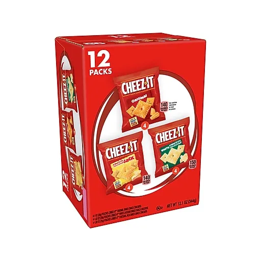 Cheez-It Cheese Crackers, Baked Snack Crackers, Lunch Snacks, Variety Pack, 12.1oz Box (12 Packs)