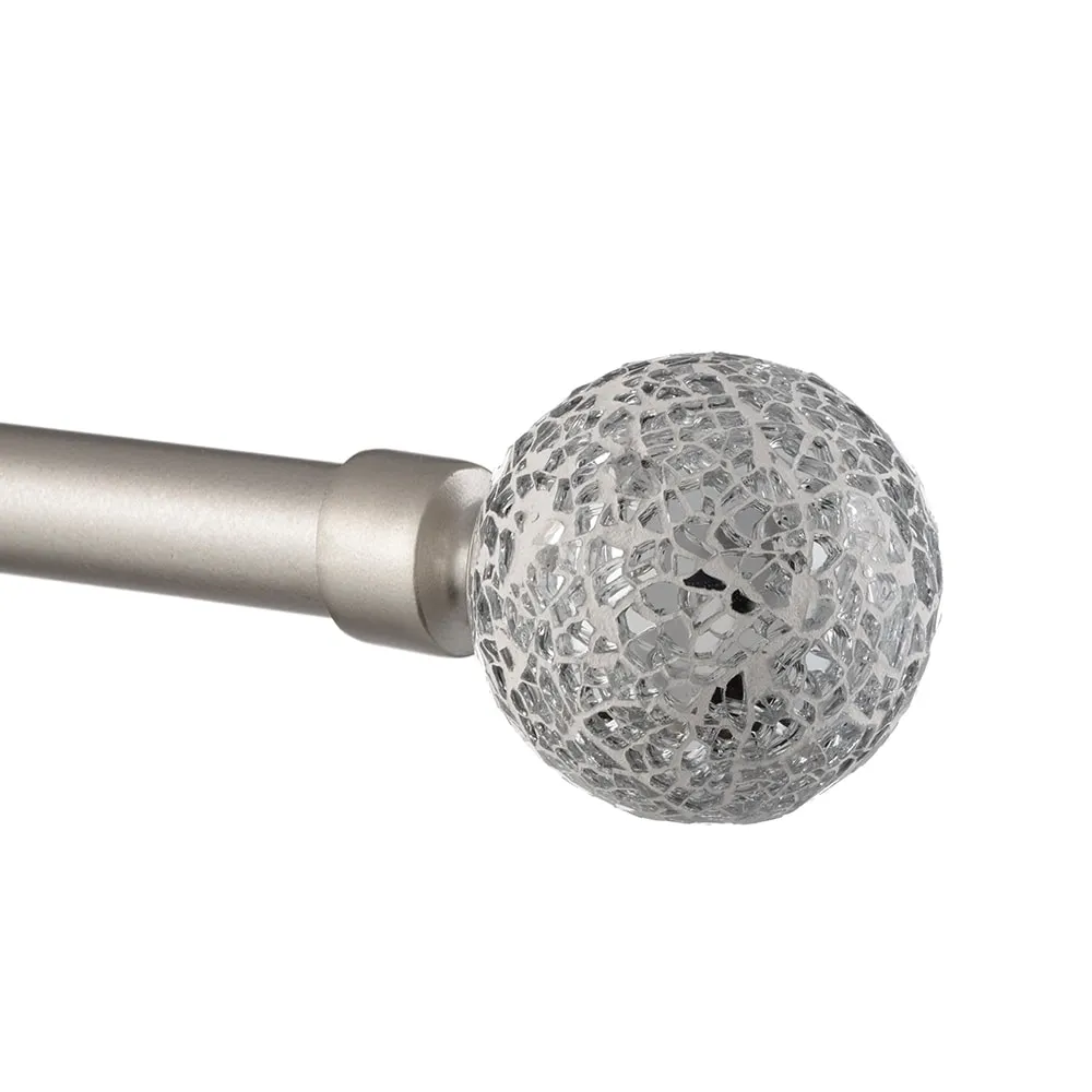 Exclusive Home White Mosaic 66-in to 120-in Matte Silver Iron Single Curtain Rod with Finials Lowes.com