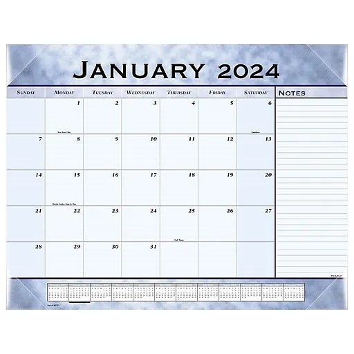 Slate Blue Desk Pad, 22 x 17, Blue Sheets, Clear Corners, 12-Month (Jan to Dec): 2025