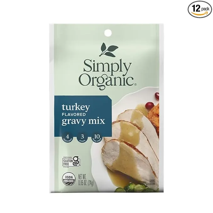 Simply Organic Roasted Turkey Flavored Gravy Seasoning Mix - Case of 12 - 0.85 oz.