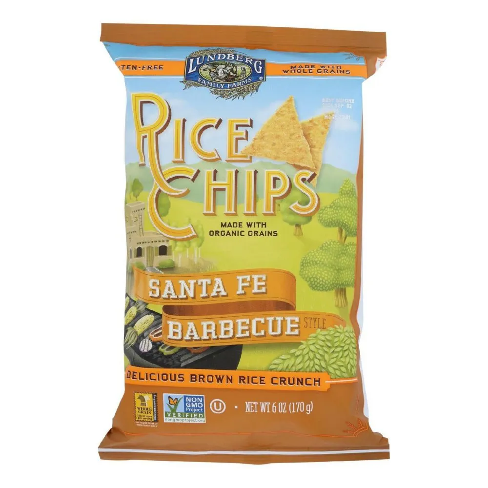 Lundberg Family Farms Rice Chips, Santa Fe Barbecue 6 oz, Pack of 12