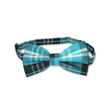 Vesuvio Napoli BOWTIE Black Turquoise White Color PLAID Design Men s Bow Tie