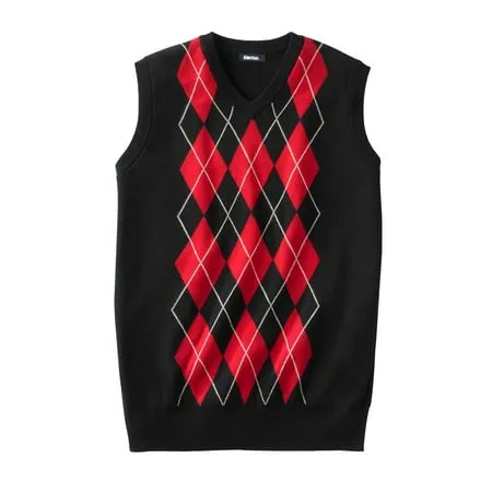 KingSize Men's Big & Tall V-Neck Argyle Sweater Vest