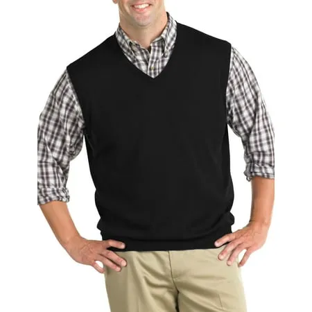 Harbor Bay by DXL Big and Tall Men s V-Neck Sweater Vest Black 3XL