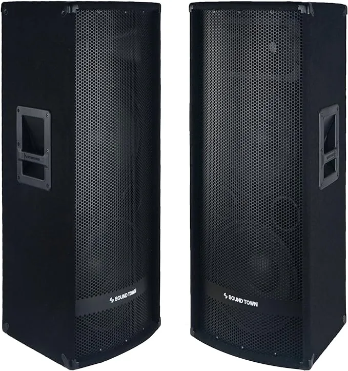 Sound Town Dual 12" 1200W 2-Way Full-range Passive DJ PA Pro Audio Speaker with Titanium Compression Driver for Live Sound