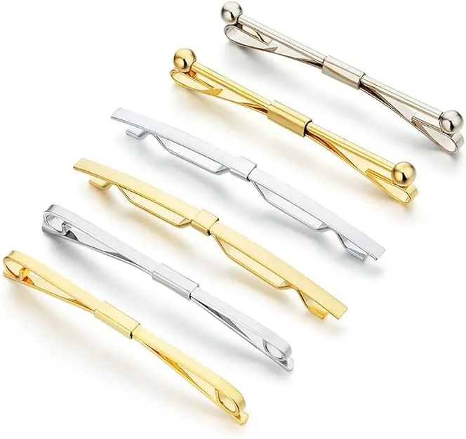 Tie Collar Bar Pin Set for Men 6 Pieces of Gold &amp; Silver Two Tone by AnotherKiss