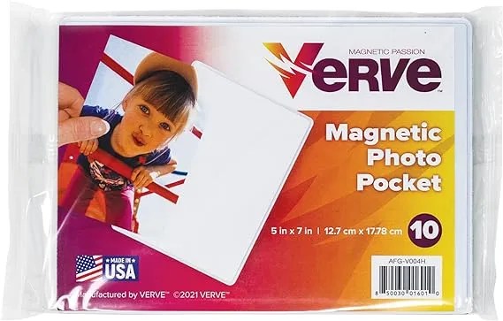 Verve Magnetic Photo Pocket Picture Frames for Refrigerators and Lockers, Holds 4 ...