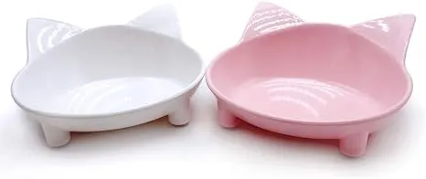 Lorde Cat Bowls,Shallow Cat Food Bowls, Double Wide Cat Dish Non Slip Cat Feeding ...