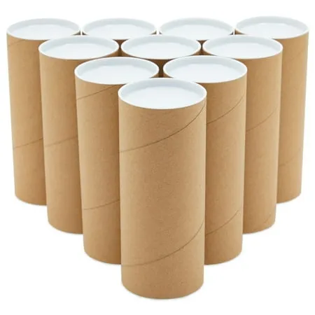 Juvale 10-Pack Mailing Tubes with Caps for Packaging Posters, 3x6 In Round Cardboard Mailers for Shipping Artwork, Advent Calendars, Classroom Craft, DIY Projects, Gifts