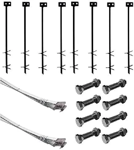 Mobile Home Part Set of 8 Auger Anchors 8 - 8 ft Tie Down Strap & 8