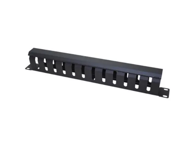 1U Cable Management Horizontal Mount 19 Inch Server Rack, 12 Slot Metal Finger Duct Wire Organizer With Cover