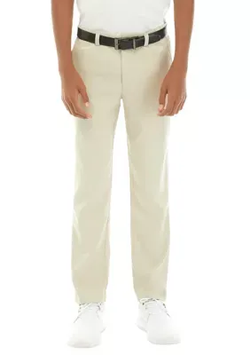 Pga Tour Boys 8-20 Solid Flat Front Pants, Silver, L 14-16