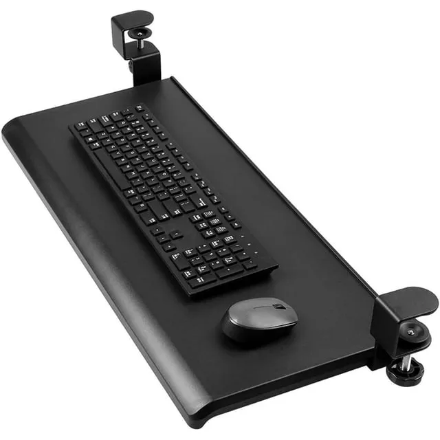 PERLEGEAR 1.57" thickness Clamp-on Keyboard Tray Under Desk Keyboard Drawer,31.5x27.5",Black