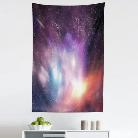 Galaxy Tapestry Outer Space Stars Sky Dreamy Cosmos Universe Nebula Constellation Image Fabric Wall Hanging Decor for Bedroom Living Room Dorm 5 Sizes Purple Coral Pale Blue by Ambesonne