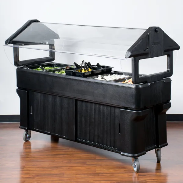 Carlisle FoodService Products Six Star Food Bar Buffet Bar with Storage and Legs for Catering, Buffets, Restaurants, Polyethylene (Pe), 6 x 2 x 4.2 Feet, Black