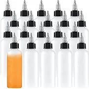 Uyuxxu 20 Pack 4oz Boston Squeeze Bottles,Clear Dispensing Bottles with Twist Top Cap,Plastic Squeeze Bottles for Crafts,Kitchen,Household