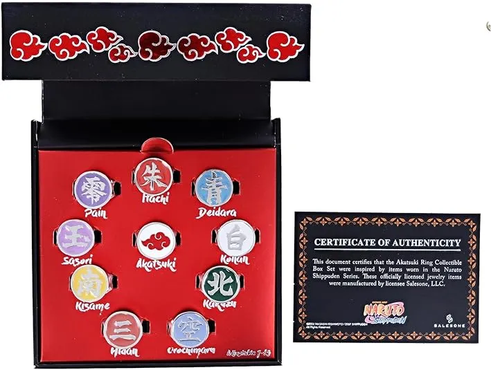 Naruto Shippuden Akatsuki Ten Clans Collectors Rings Set