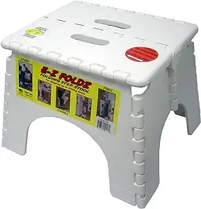 B&amp;R Plastics 101-6 EZ 9-Inch Foldz Step Stool, White