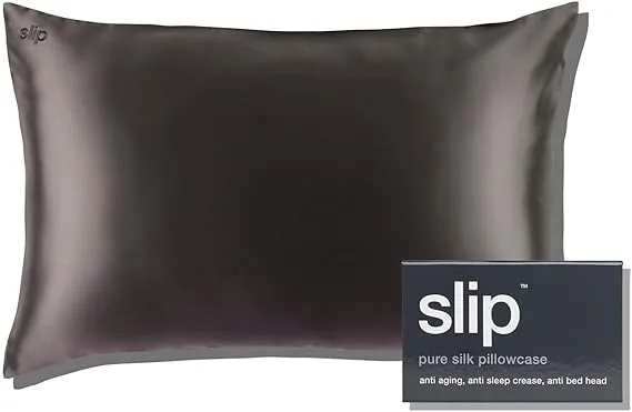 SLIP Silk Queen Pillowcase, Charcoal (20" x 30") - 100% Pure 22 Momme Mulberry Silk Pillowcase - Anti-Aging, Anti-BedHead, Anti-Sleep Crease 