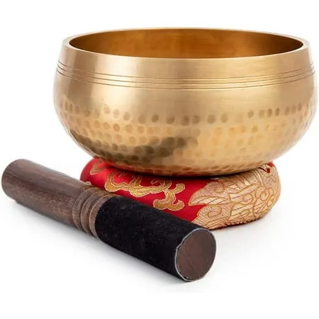 Himalayan Bazaar Tibetan Singing Bowl Set - Easy to Play for Beginners - Authentic Handcrafted Mindfulness Meditation Holistic Sound 7 Chakra Healing Gift by Himalaya