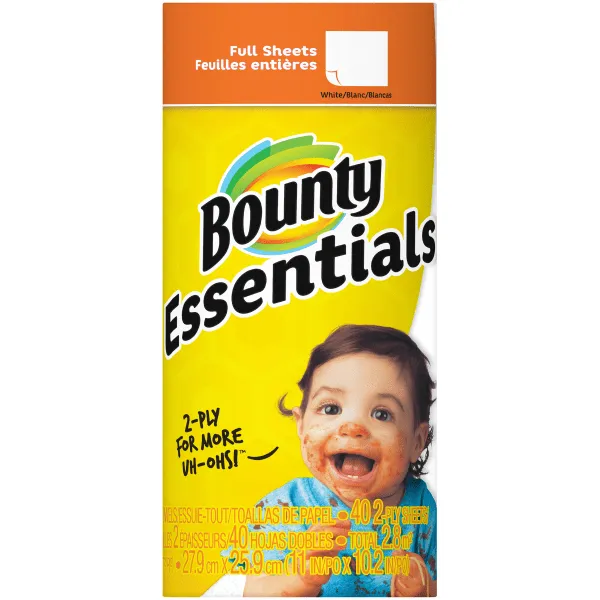 Bounty® Essentials 2-Ply Paper Towels, 40 Sheets Per Roll, Pack Of 30 Rolls