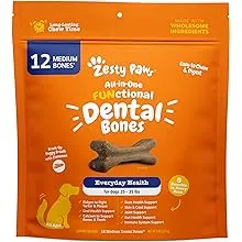 Zesty Paws All-in-One Functional Dog Dental Chews - Medium Dogs - 12 Bones