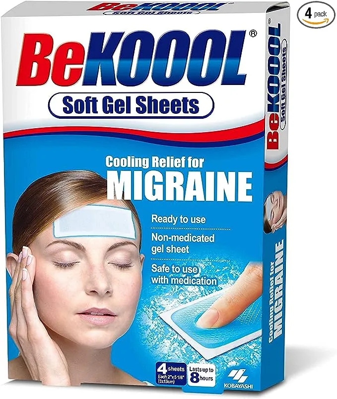 Be Koool Cooling Relief for Migraine, Soft Gel Sheets, 4 Sheets (Pack of 4)