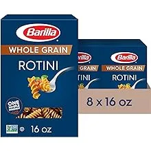 Barilla Whole Grain Rotini Pasta, 16 oz. Box (Pack of 8) - Non-GMO Pasta Made With 100% Whole Grain Durum Wheat - Great Source of Fiber