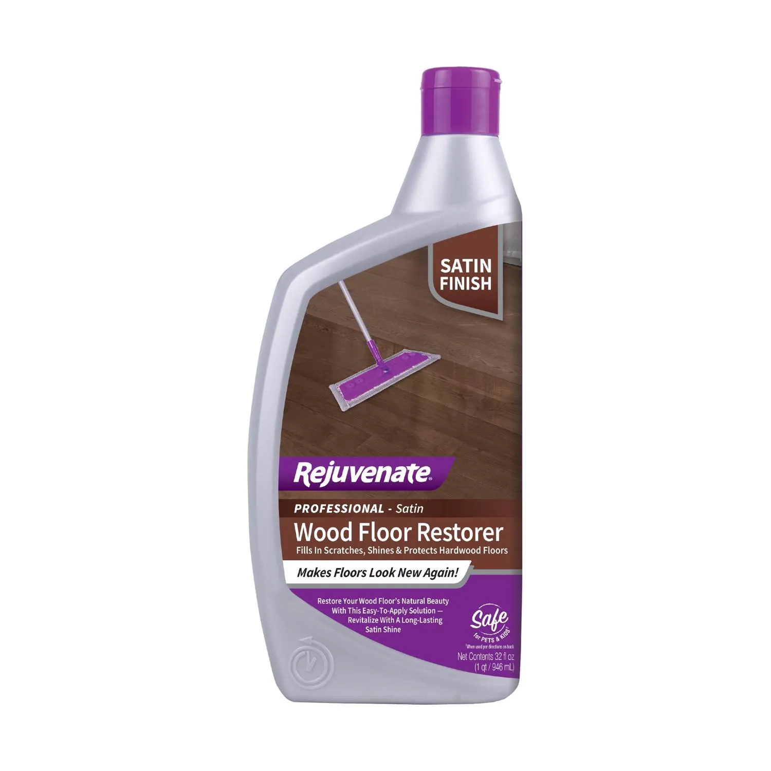 Rejuvenate Professional Wood Floor Restorer and Polish with Durable Finish Easy Mop On Application Satin Finish 128oz