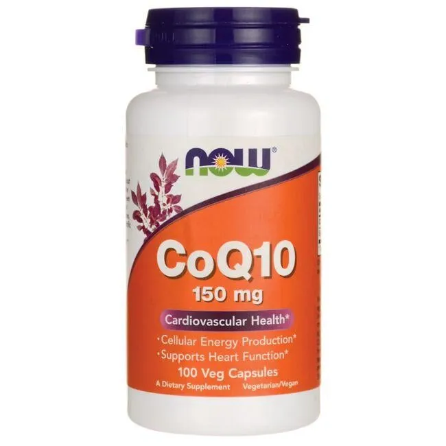 NOW Foods Supplements, CoQ10 150 mg, Pharmaceutical Grade, All-Trans Form produced by Fermentation, 100 Veg Capsules