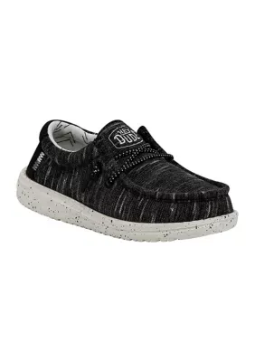 Hey Dude Youth Boys Wally Stretch Sneakers, Black, 3M