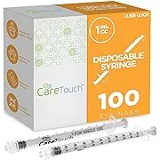 Care Touch CTSLL1-VC Syringe with Luer Lock Tip, 1ml, 100 Syringes without a Needle