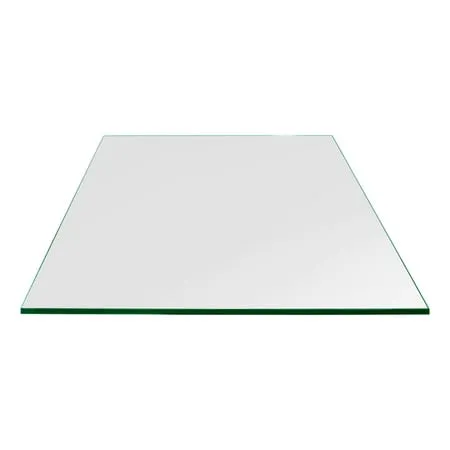 Dulles Glass Tempered Square Glass Table Top - 10'' inch, 1/4" Thick Flat Polished Glass with eased corners