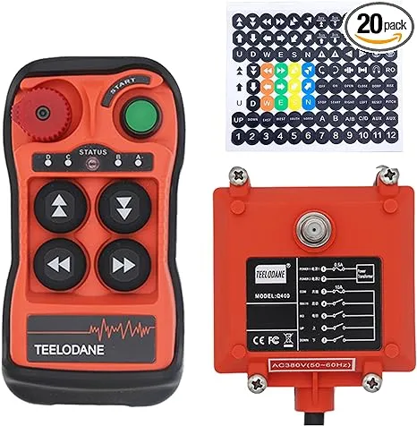 Q400 Industrial Wireless Crane Remote Control kit 4button 12v 24v Electric Lift Hoist Transmitter Receiver with Emergency Stop